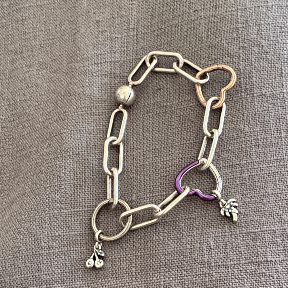 Pandora Silver and Purple Chain Bracelet